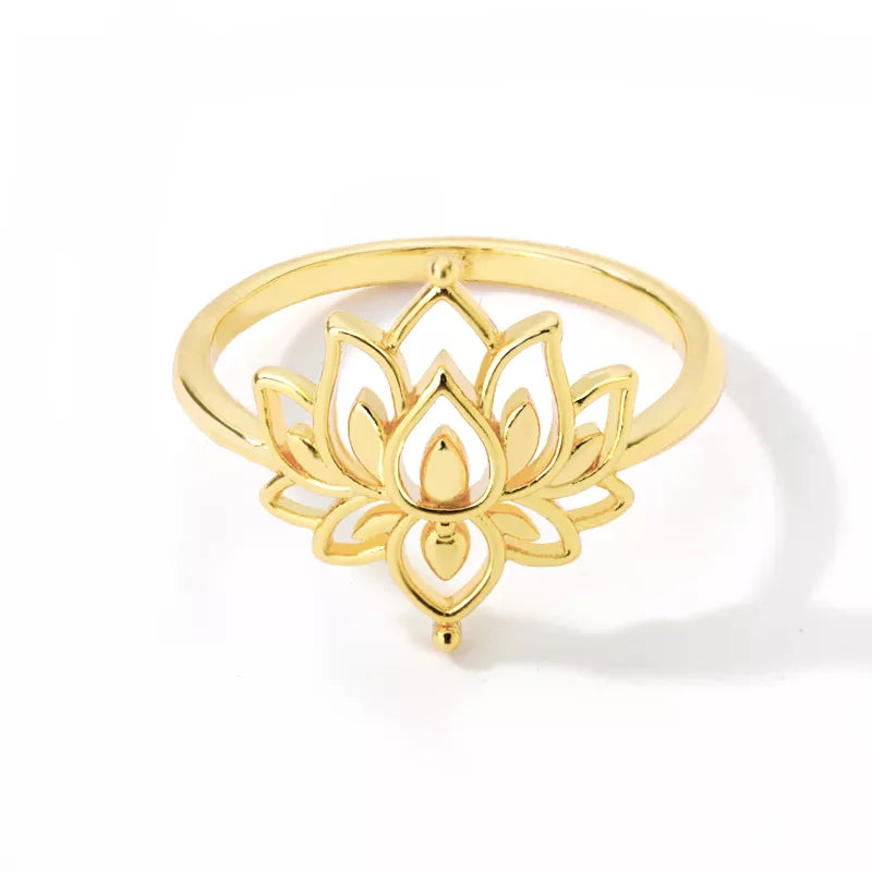 Lotus Ring Stainless Steel Buddhist Symbol - Elegant Spiritual Jewelry for Women | Buddhive