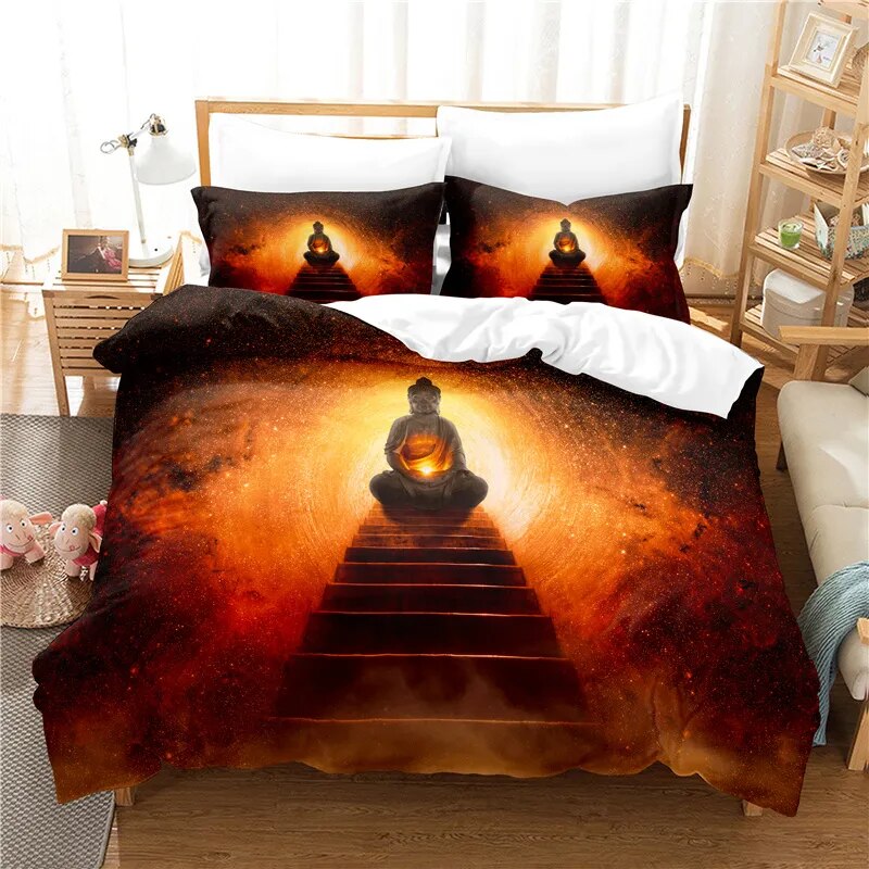 Buddha Duvet Cover Set Deep Meditation Design | Soft Microfiber Bedding | Buddhive