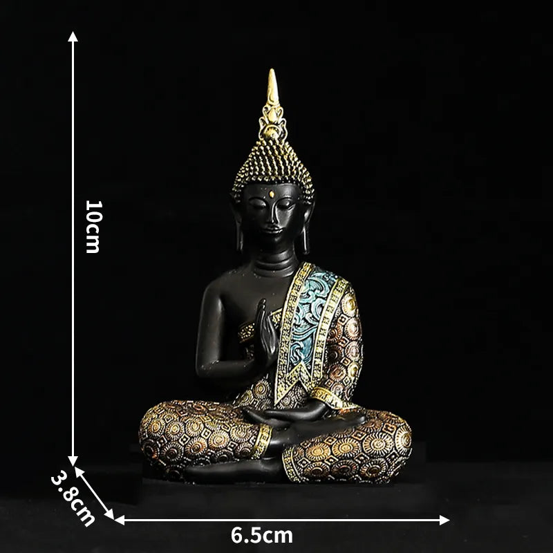 Thai Buddha Statue - Hand-Painted Black & Gold Resin - Traditional Thailand Style | Buddhive