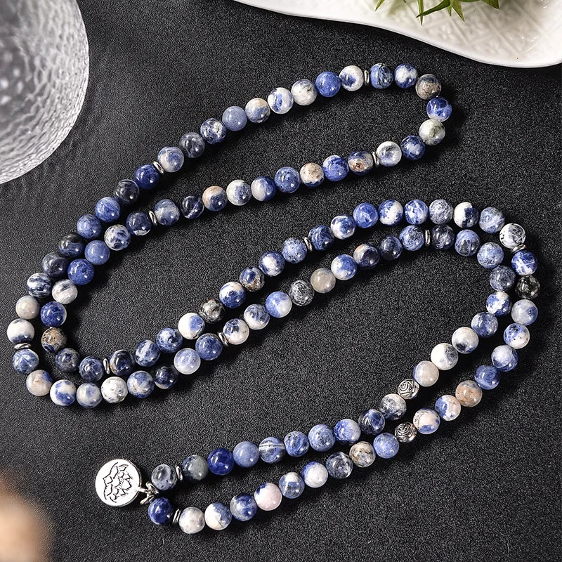 Mala Bracelet Tibetan Stone Lotus Flower - Natural Gemstone Prayer Beads | Buddhive