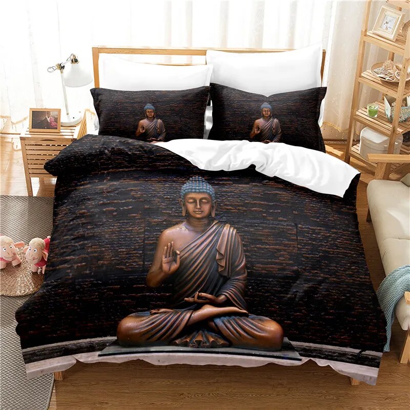 Buddha Duvet Cover Temple Design - Soft Microfiber Bedding Set - Zen Bedroom Decor | Buddhive