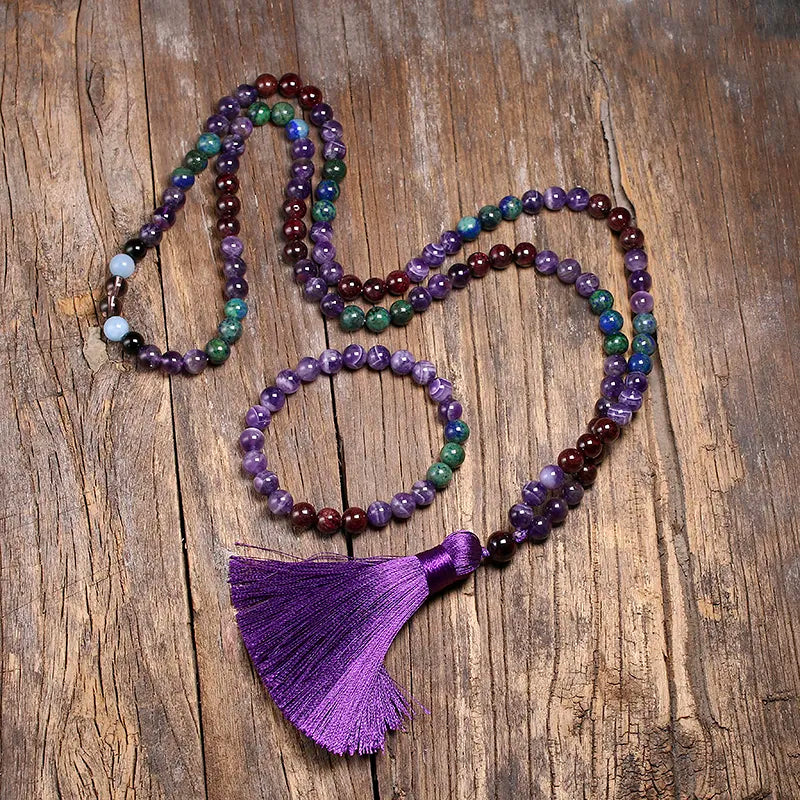 Mala Beads 108 Amethyst Prayer Necklace - Tibetan Buddhist Meditation Japamala | Buddhive