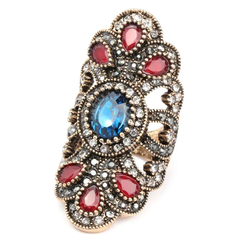 Tibetan Ring for Women - Geometric Resin Buddhist Ring Set - Vintage Spiritual Jewelry | Buddhive