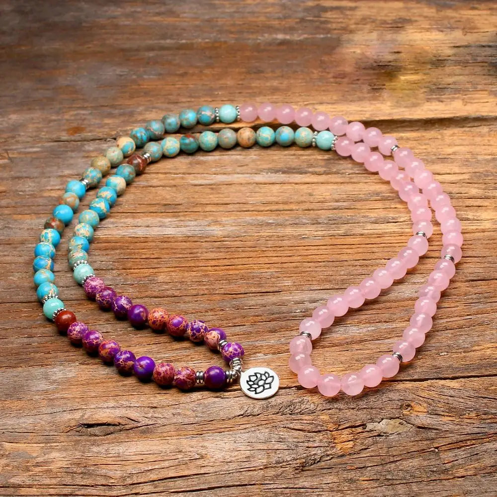 Tibetan Quartz Mala Beads Bracelet - 8mm Natural Stone - Meditation Prayer Jewelry | Buddhive
