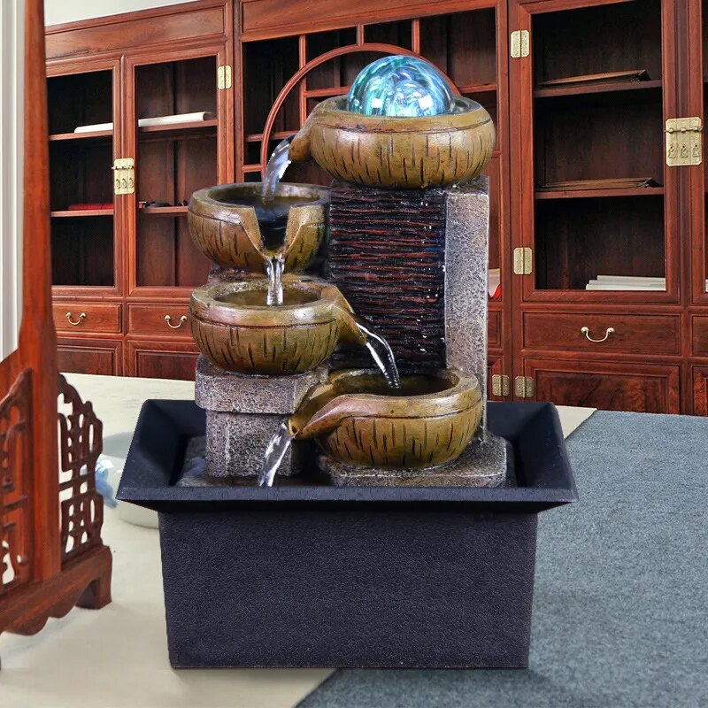 Desktop Zen Fountain - Resin Water Fountain with Buddha - Meditation & Office Decor | Buddhive