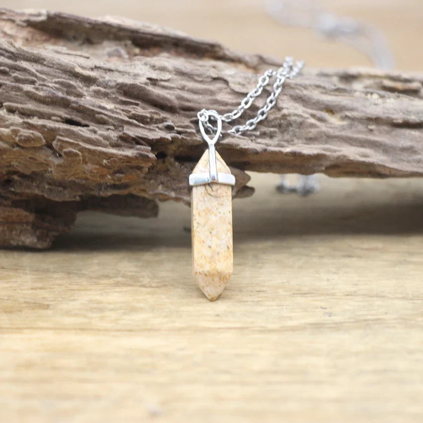 Hexagonal Stone Necklace - Natural Gemstone Pendant - Tiger's Eye & Obsidian | Buddhive
