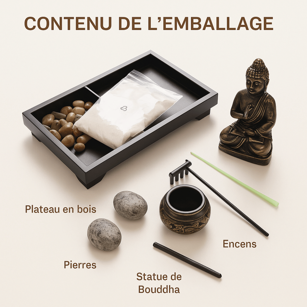 Mini Zen Garden Buddha Meditation Set with Incense Holder - Japanese Desk Garden Kit | Buddhive