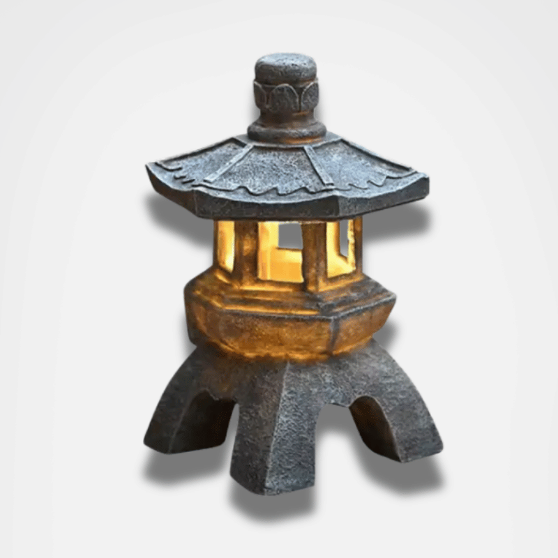 Solar Pagoda Lantern - Asian Garden Decor Resin 13.4" - Outdoor Zen Meditation Light | Buddhive