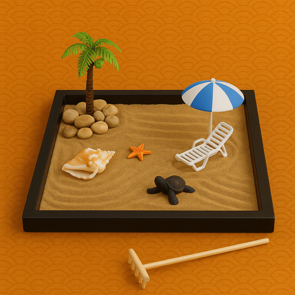 Mini Zen Garden Desktop Kit - Japanese Sand Garden with Accessories (8.5x7x0.5in) | Buddhive