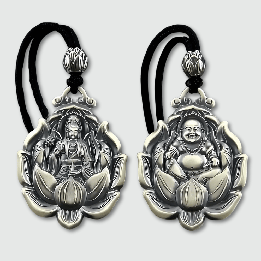 Buddhist Amulet Pendant Silver - Copper Alloy Geometric Protection Charm | Buddhive