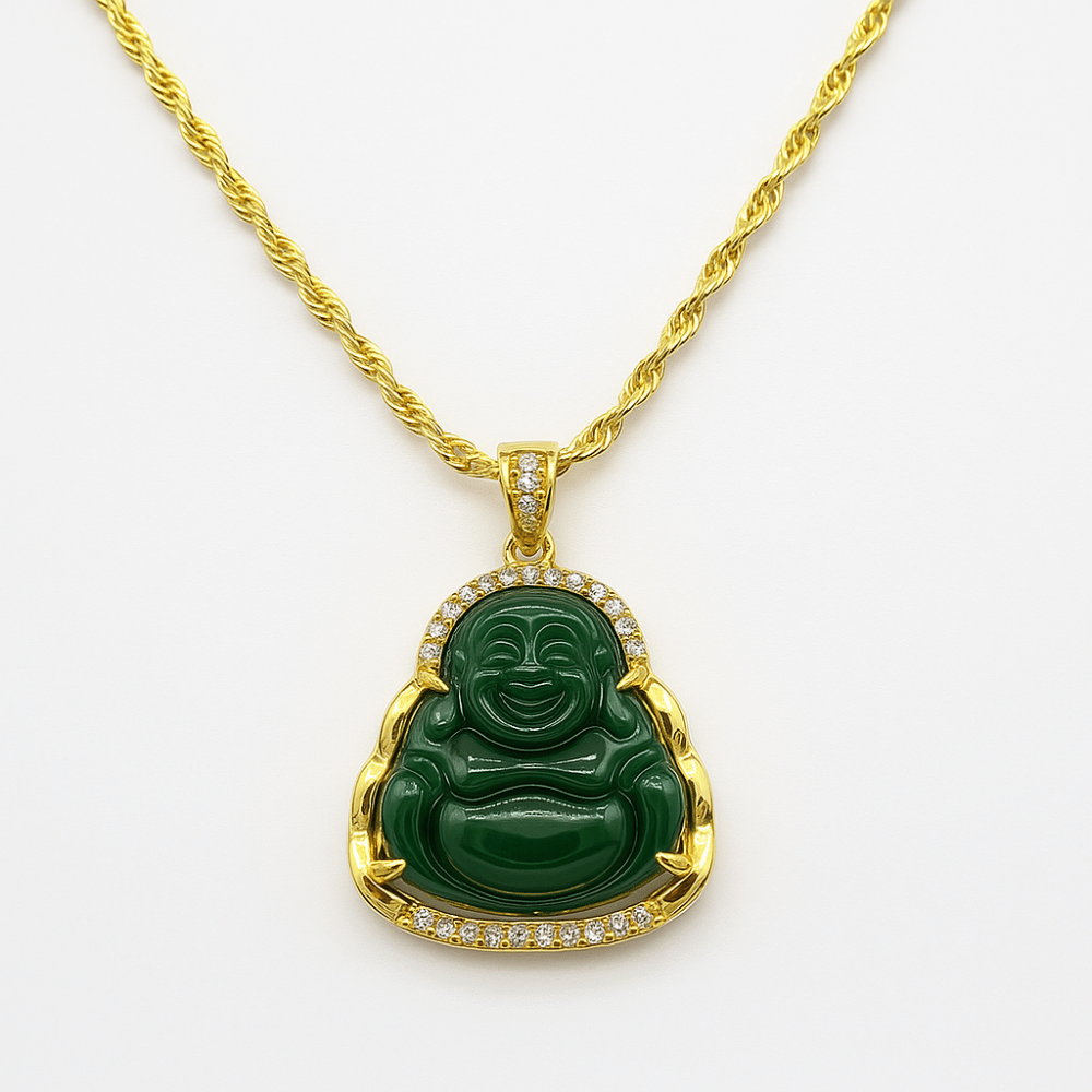 Green Jade Buddha Pendant Necklace - Natural Stone Carved Buddhist Jewelry | Buddhive
