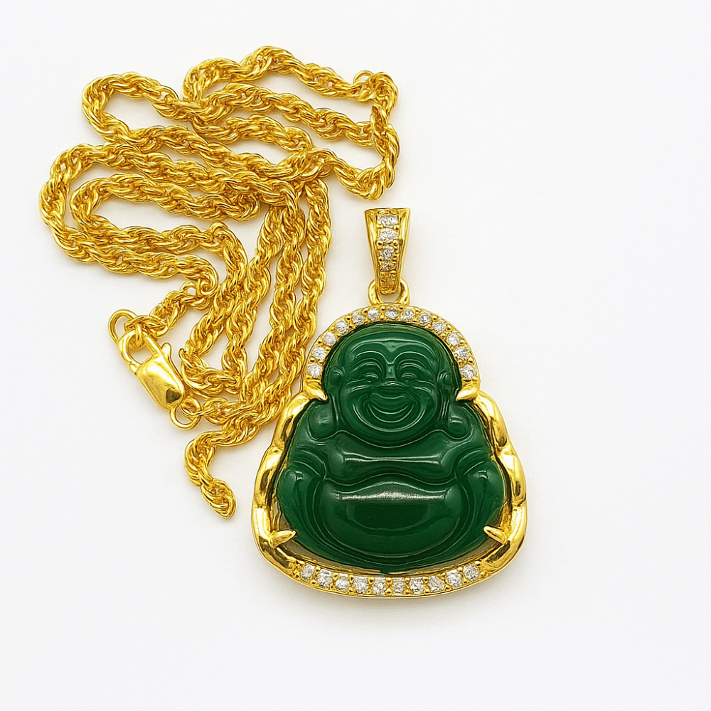 Green Jade Buddha Pendant Necklace - Natural Stone Carved Buddhist Jewelry | Buddhive