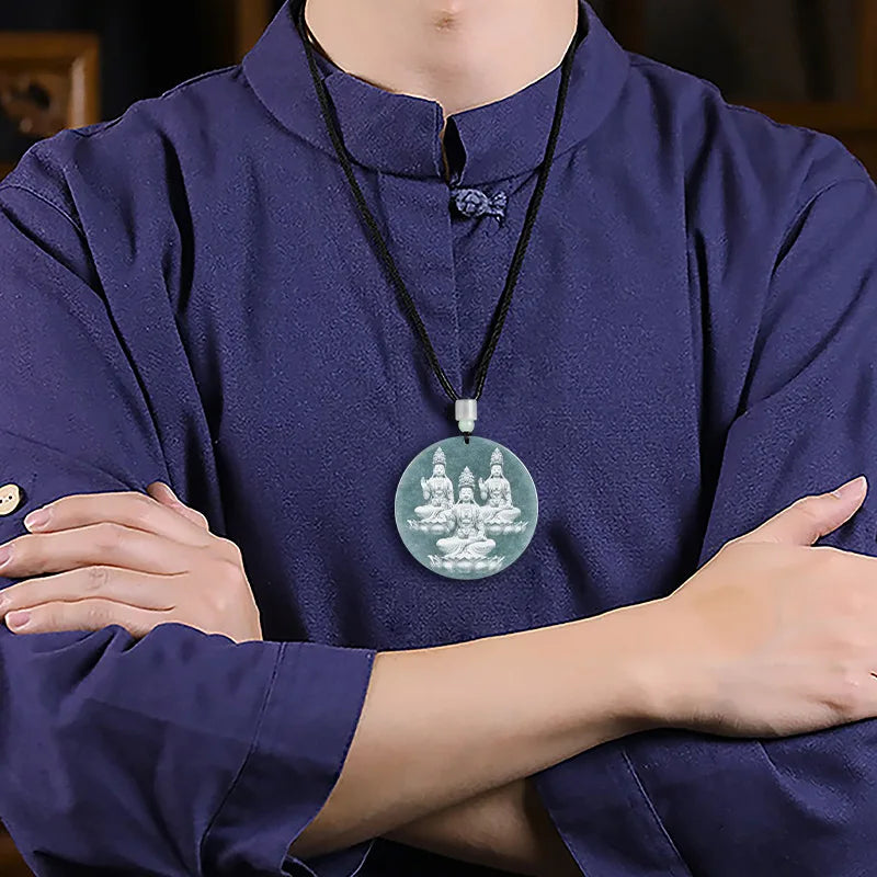 Buddhist Amulet Blue Buddha Burma Jade Pendant - Handcrafted Protection Charm | Buddhive