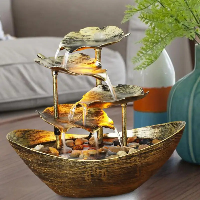 Zen Fountain Indoor Waterfall 4 Tier Metal Cascade - Meditation & Home Decor | Buddhive