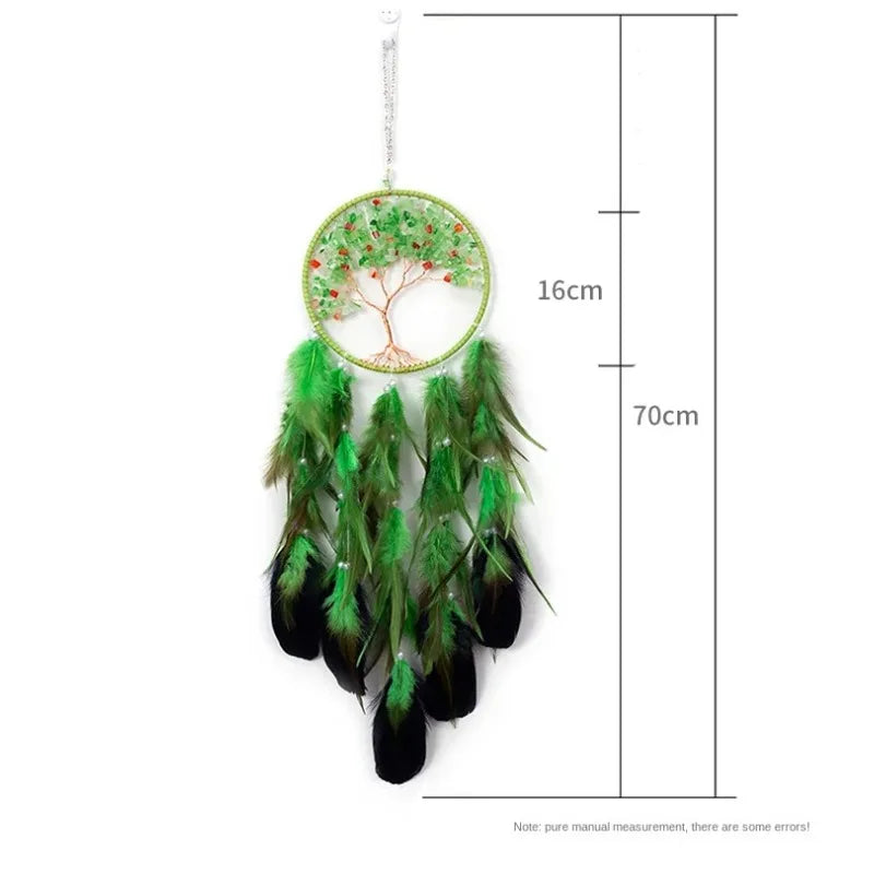 Tree of Life Dream Catcher Green - Handwoven Textile Wall Hanging - Spiritual Home Decor | Buddhive