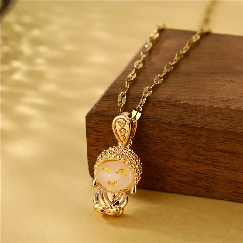 Buddha Necklace Pendant for Women - Cute Laughing Buddha Charm - Buddhist Jewelry | Buddhive