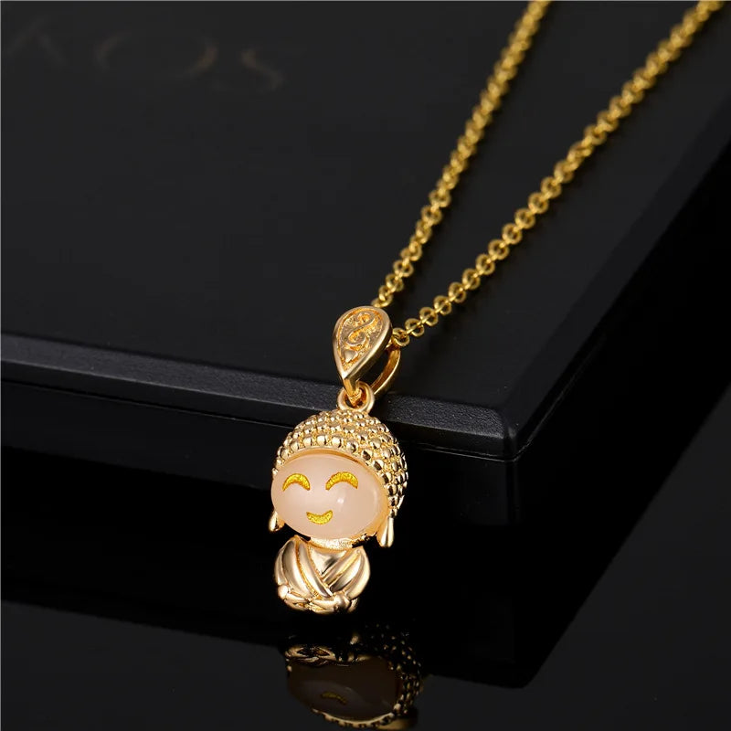 Buddha Necklace Pendant for Women - Cute Laughing Buddha Charm - Buddhist Jewelry | Buddhive