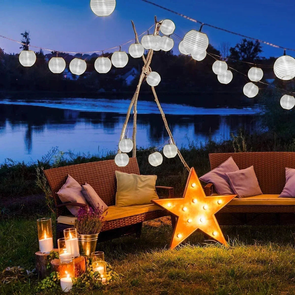 Solar Outdoor Lanterns Chinese Style - LED Garden String Lights - Zen Decor | Buddhive