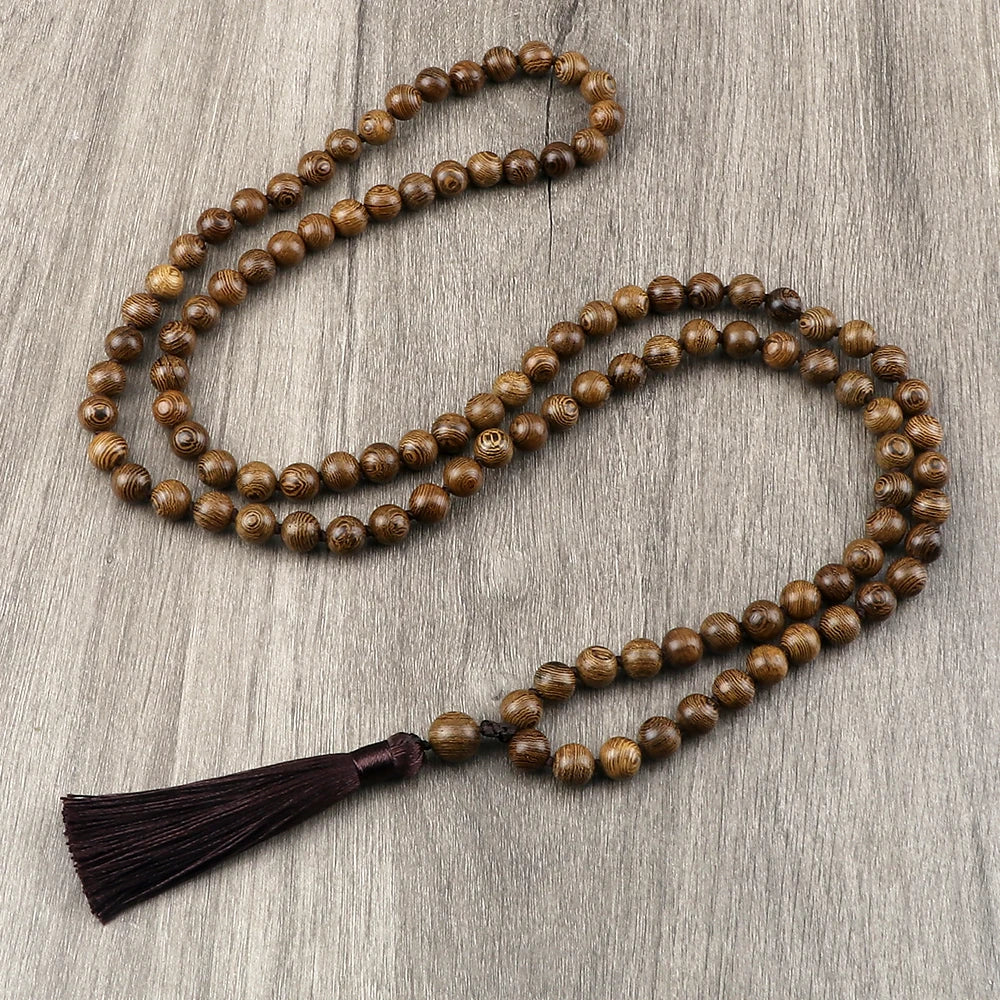 Mala Beads 108 Tibetan Prayer Necklace - Wood Beads - Meditation & Mantra Practice | Buddhive