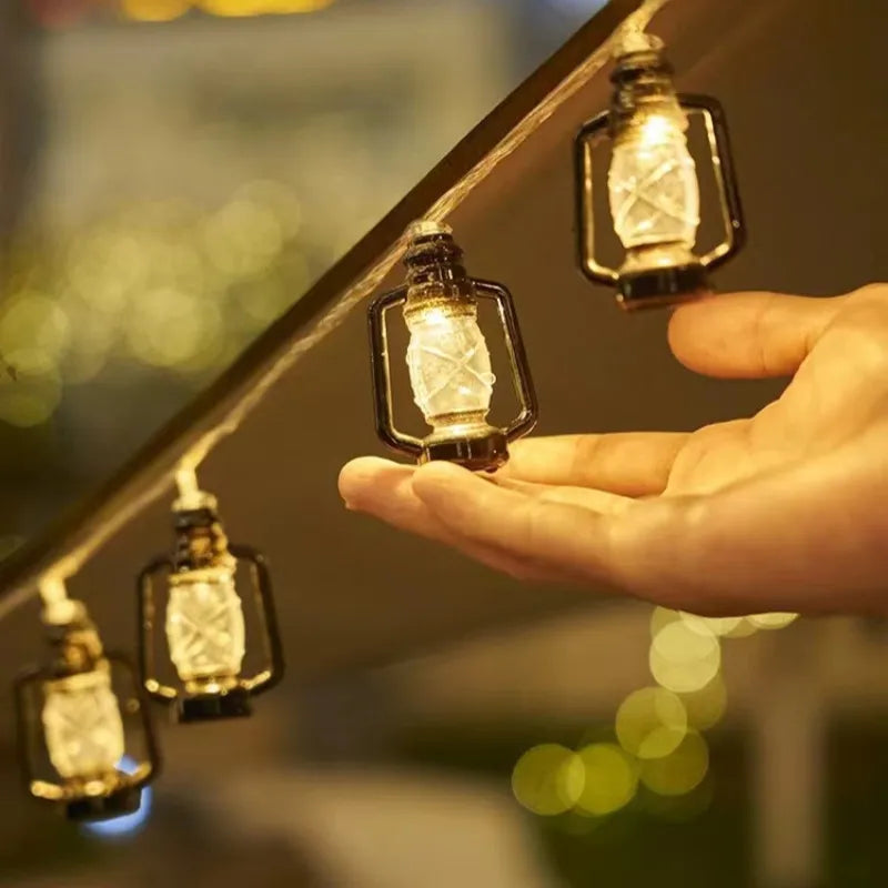 Solar LED Lantern String Lights Rustic Outdoor Garden Decor - 8 Lighting Modes | Buddhive