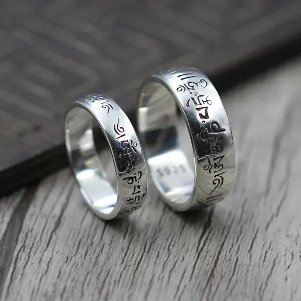 Tibetan Silver Ring - Handcrafted Buddhist Sterling Silver Band | Buddhive