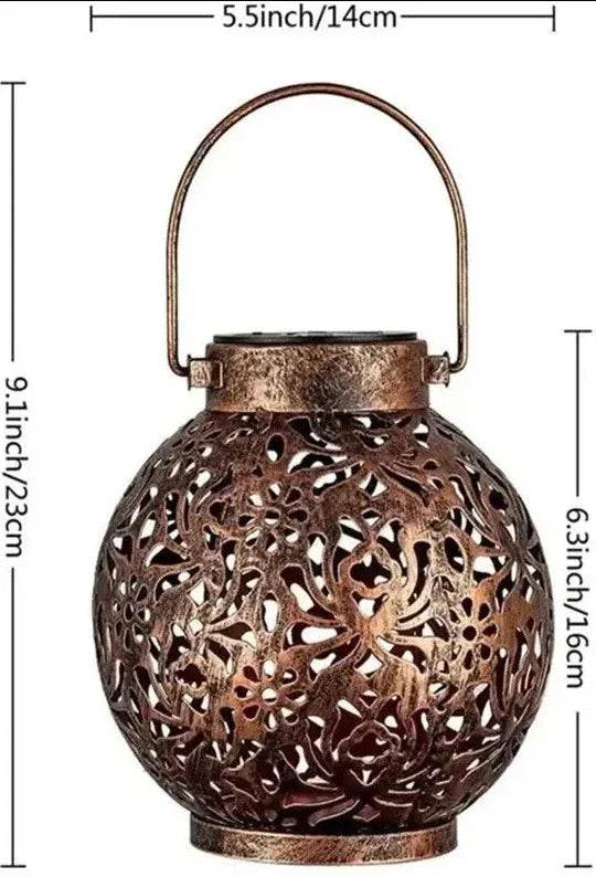 Solar Garden Lantern Antique Bronze - LED Outdoor Light with Shadow Play | Buddhive
