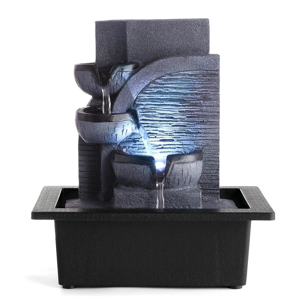 Zen Water Fountain Indoor - Resin Tabletop Buddha Fountain with LED Lights | Buddhive