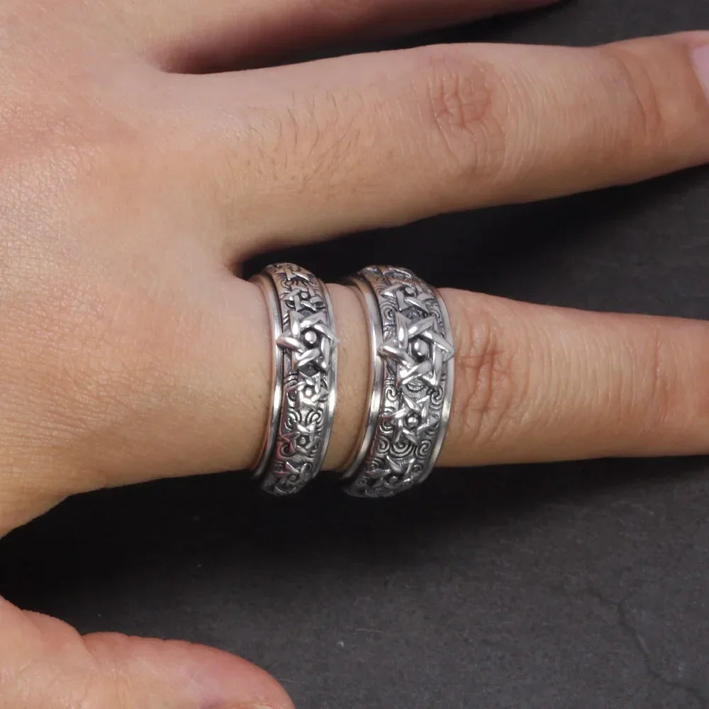 Buddhist Prayer Ring Spinning 925 Sterling Silver - Tibetan Meditation Ring | Buddhive