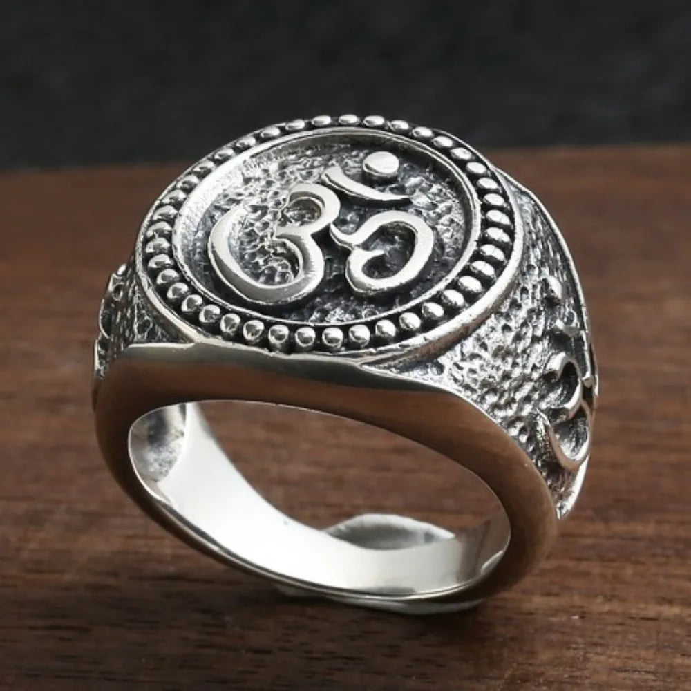 Buddhist Om Ring Sterling Silver 925 - Men's Spiritual Jewelry | Buddhive
