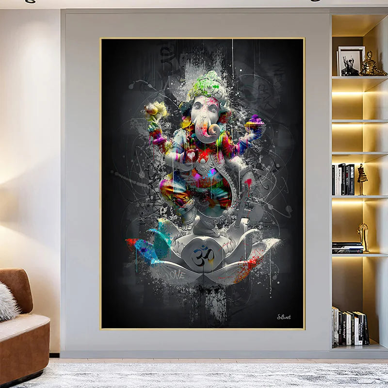 Ganesh Wall Art Pop Art Canvas Print - Colorful Hindu Deity Decor | Buddhive