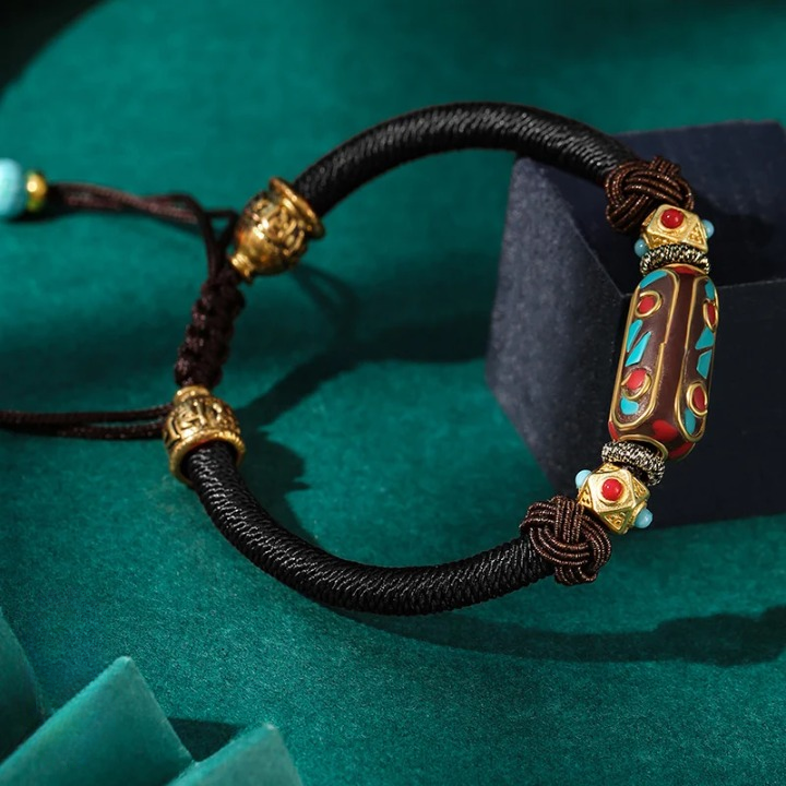Tibetan Luck Bracelet Retro Geometric Charm - Adjustable Metal Buddhist Jewelry | Buddhive
