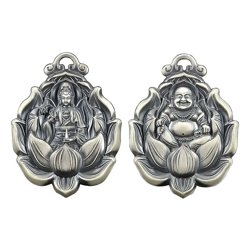 Buddhist Amulet Pendant Silver - Copper Alloy Geometric Protection Charm | Buddhive
