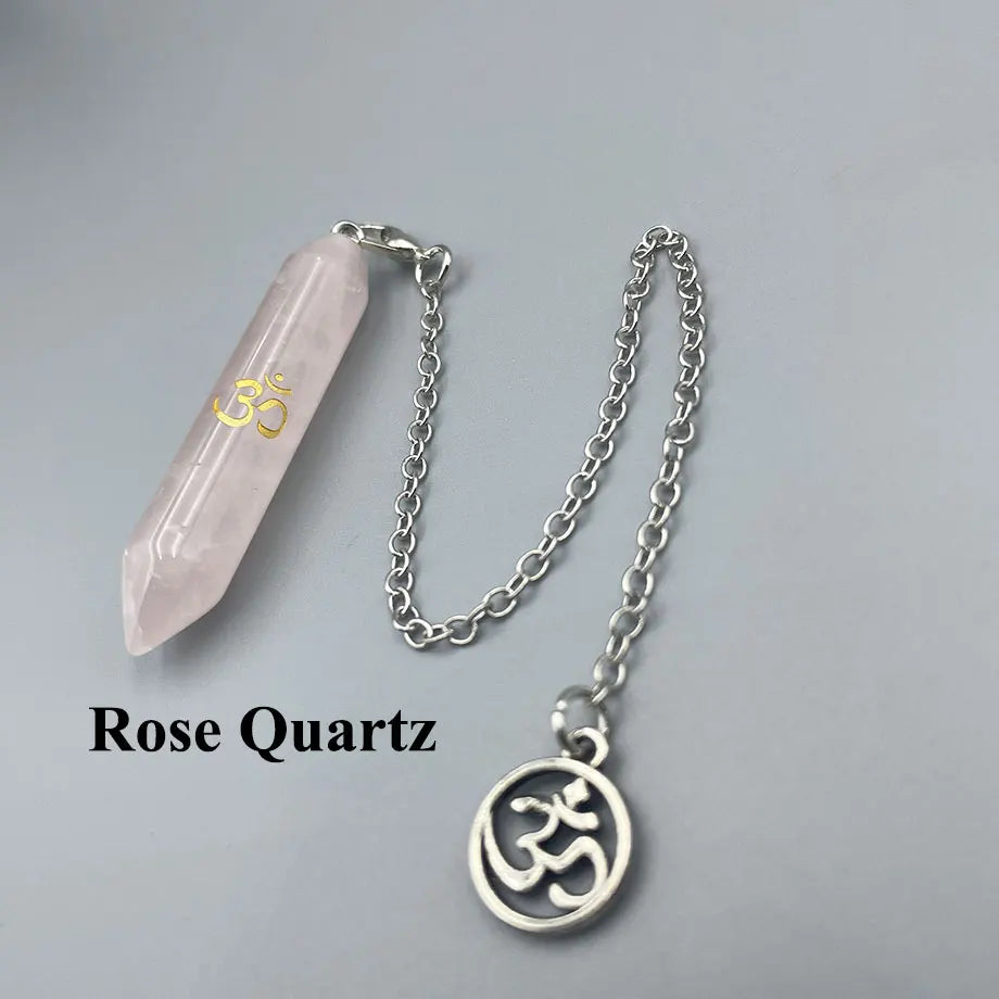 Dowsing Pendulum Natural Stone with OM Symbol - Crystal Divination Tool for Reiki & Energy Work | Buddhive