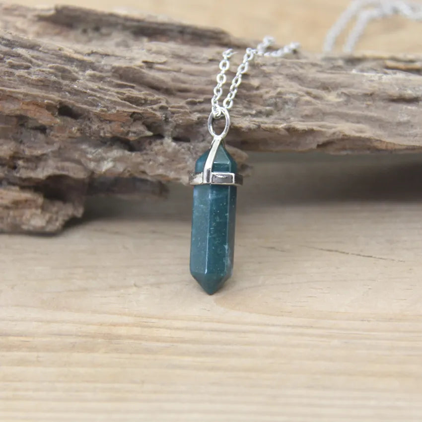 Hexagonal Stone Necklace - Natural Gemstone Pendant - Tiger's Eye & Obsidian | Buddhive