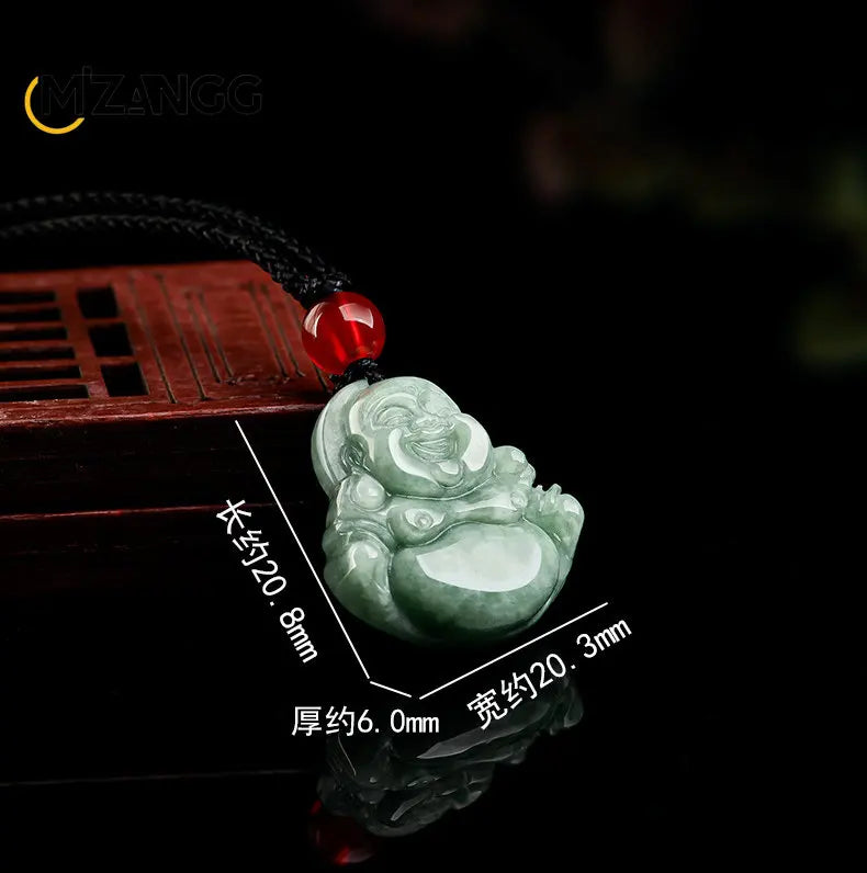 Green Jade Buddha Amulet Necklace - Natural Grade A Jade - Protection & Harmony | Buddhive