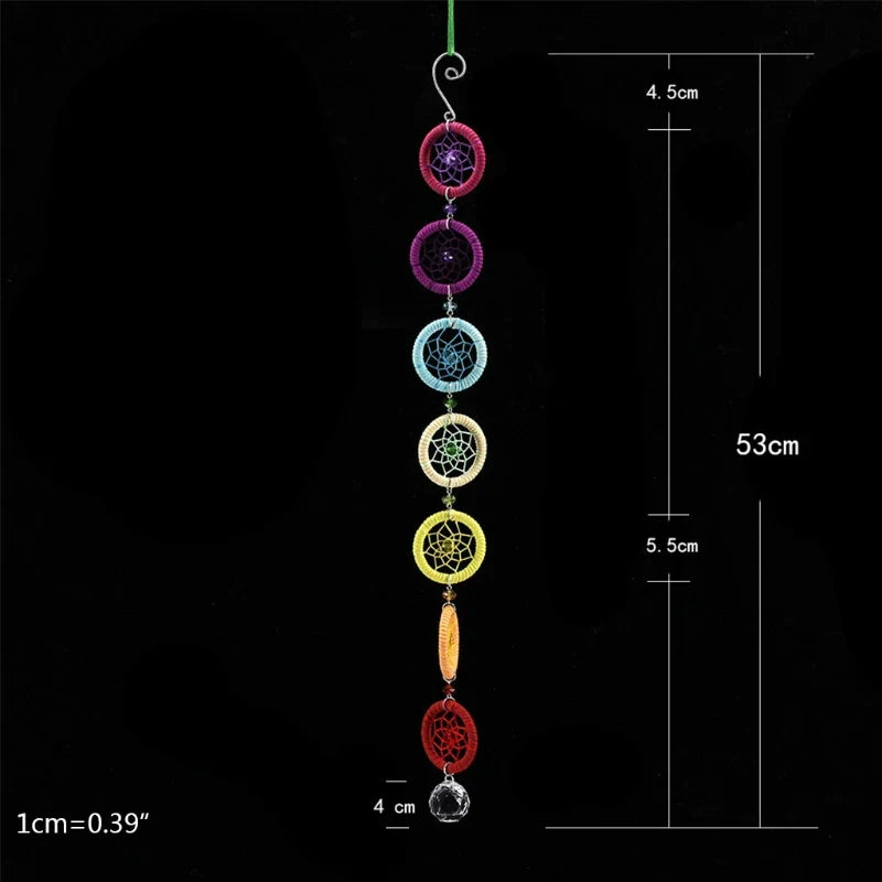 7 Chakra Dream Catcher Multicolor Wall Hanging - Meditation Room Decor & Energy Balancing | Buddhive