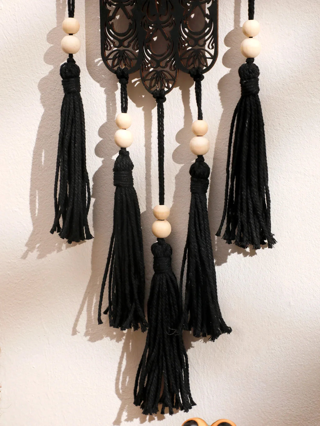Hamsa Hand Dream Catcher Black Wood Wall Decor - Protection Symbol & Spiritual Hanging | Buddhive