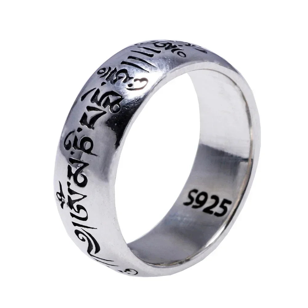 Tibetan Silver Ring - Handcrafted Buddhist Sterling Silver Band | Buddhive