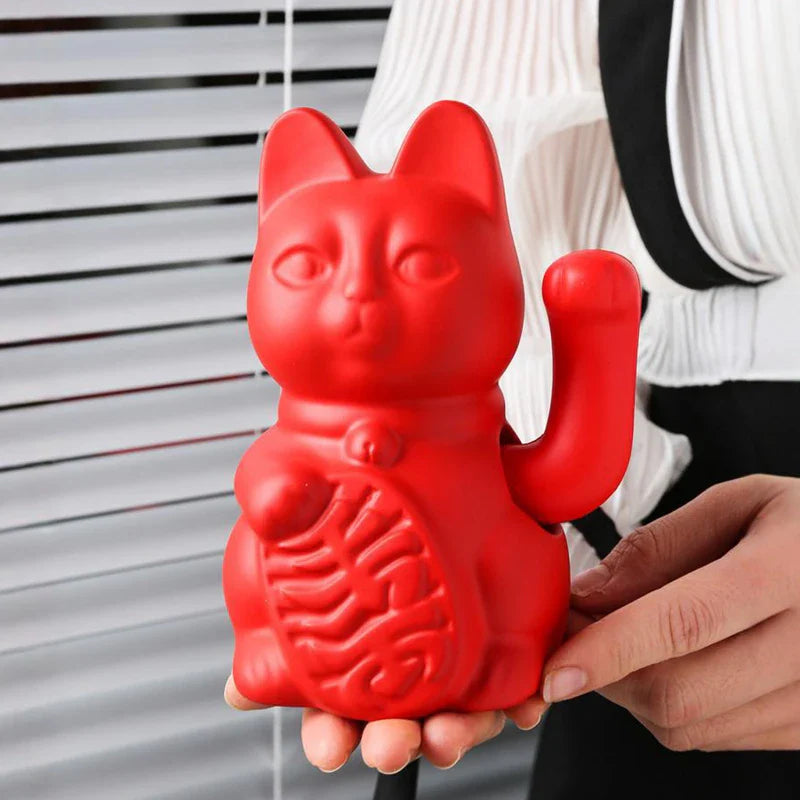 Maneki Neko Lucky Cat Ceramic Figurine - Animated Waving Paw Feng Shui Decor | Buddhive