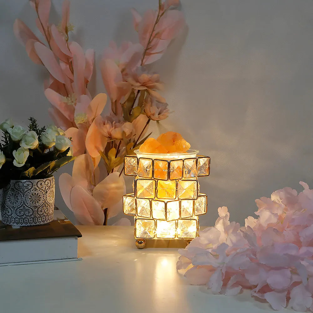 Himalayan Salt Lamp Cube - Hand-Carved Natural Pink Crystal - Air Purifying & Zen Decor | Buddhive