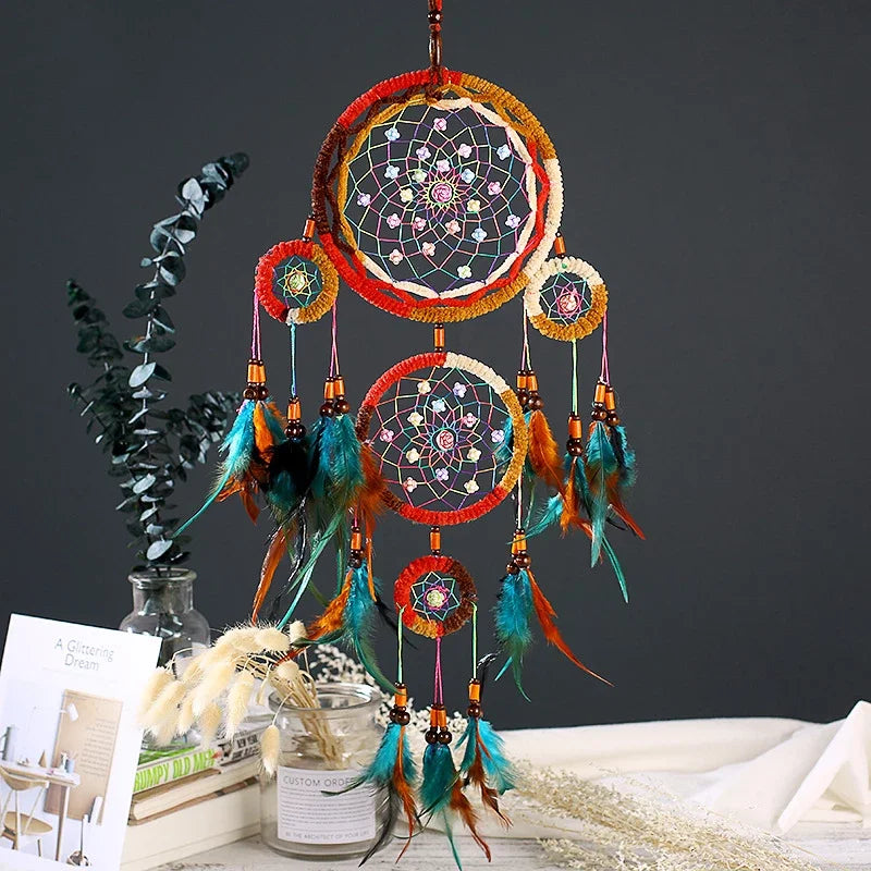 LED Dream Catcher with Lights - Handcrafted Boho Wall Decor - Bedroom & Meditation Space | Buddhive