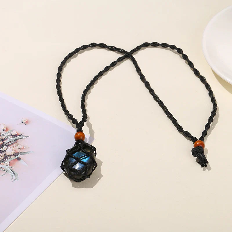 Labradorite Necklace Braided Natural Stone - Unisex Buddhist Jewelry | Buddhive