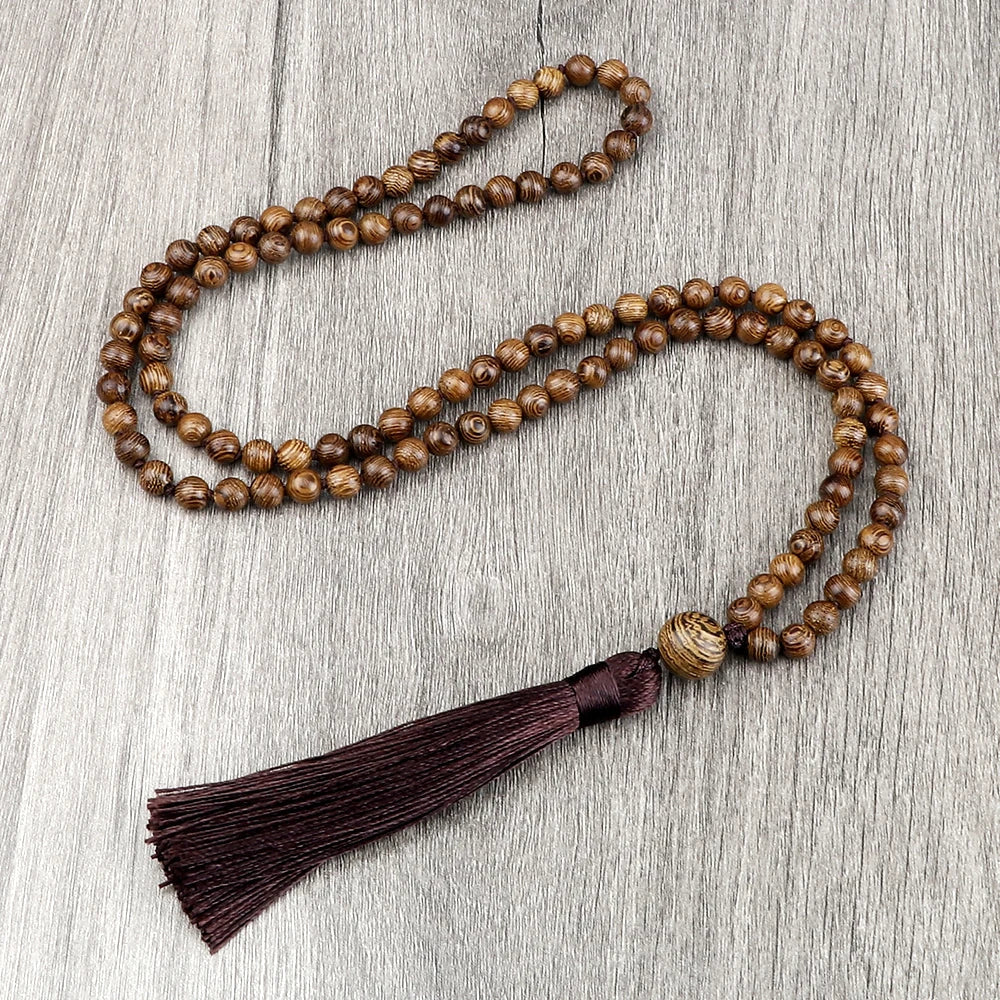 Mala Beads 108 Tibetan Prayer Necklace - Wood Beads - Meditation & Mantra Practice | Buddhive