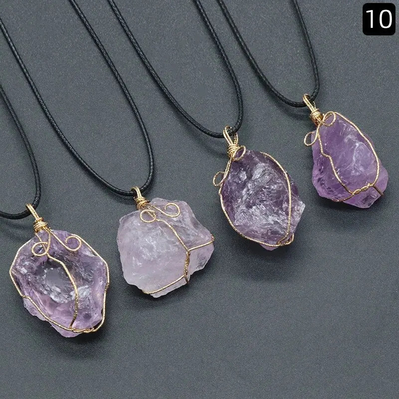 Yellow Crystal Stone Necklace - Natural Gemstone Circle Pendant - Buddhist Jewelry | Buddhive