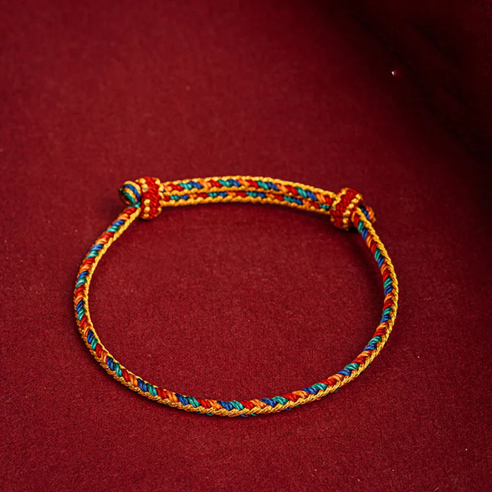 Tibetan Buddhist Bracelet Hand-Braided Cotton - Natural Stone Beads | Buddhive