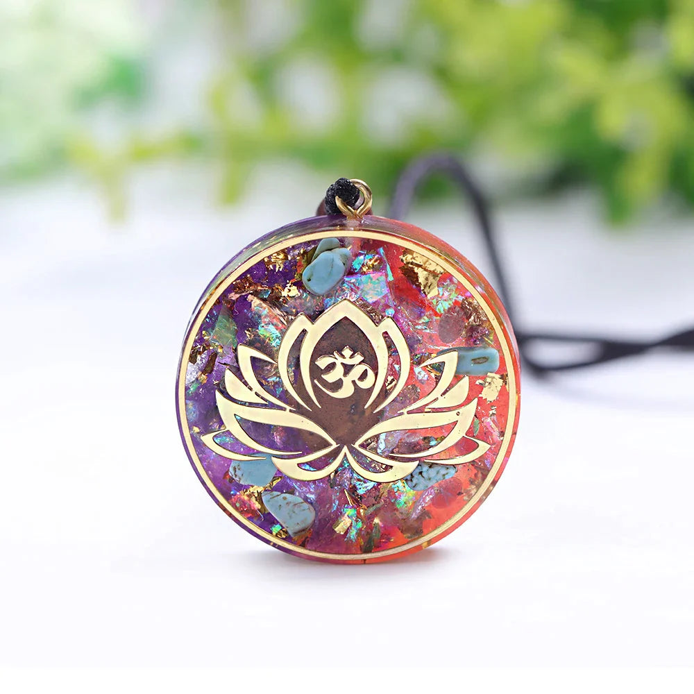 Orgonite Lotus Necklace Pendant - Energy Balancing Crystal Jewelry | Buddhive