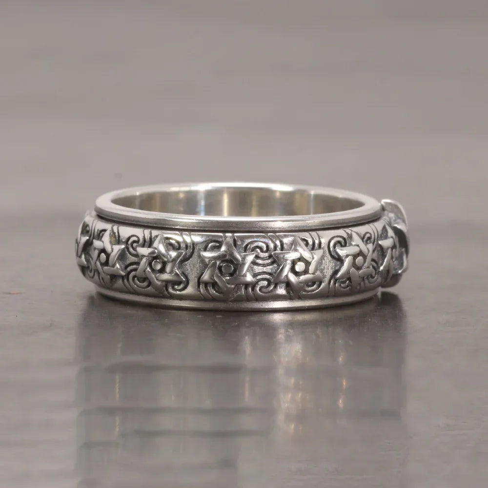 Buddhist Prayer Ring Spinning 925 Sterling Silver - Tibetan Meditation Ring | Buddhive