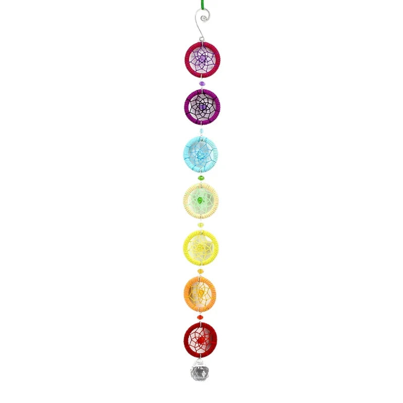 7 Chakra Dream Catcher Multicolor Wall Hanging - Meditation Room Decor & Energy Balancing | Buddhive