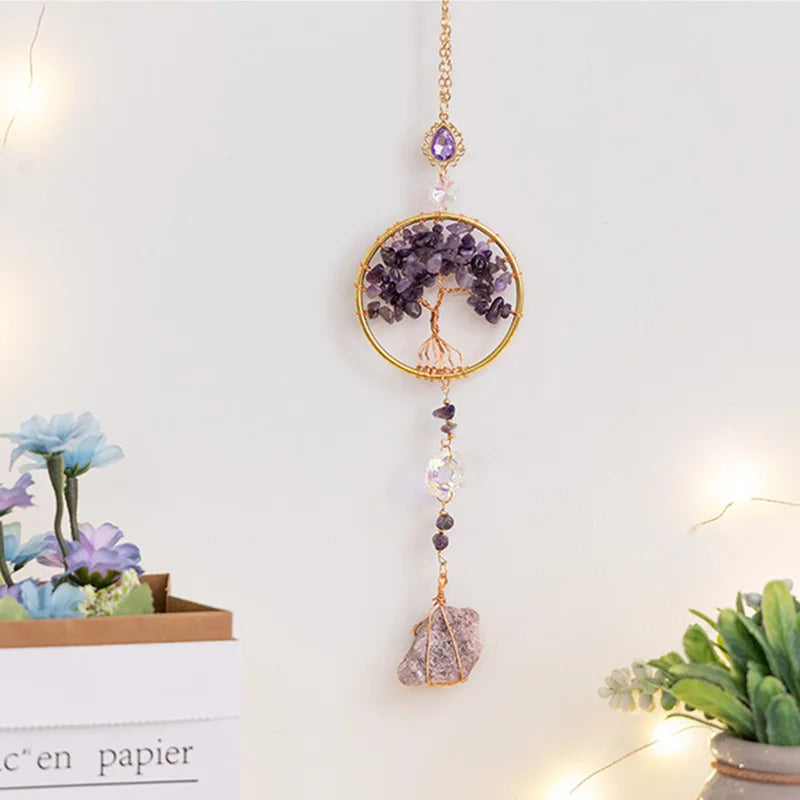 Tree of Life Dreamcatcher Stone Natural Gemstone Wall Hanging Decor | Buddhive