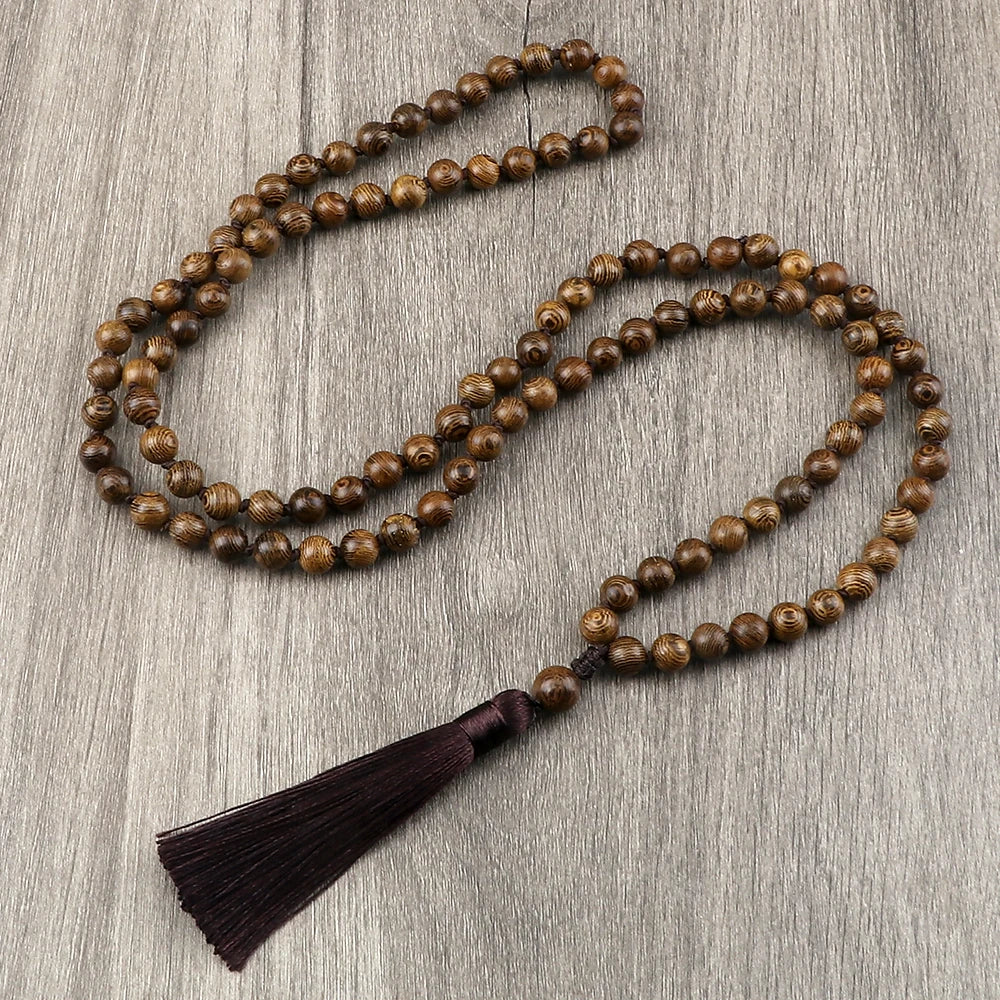Mala Beads 108 Tibetan Prayer Necklace - Wood Beads - Meditation & Mantra Practice | Buddhive